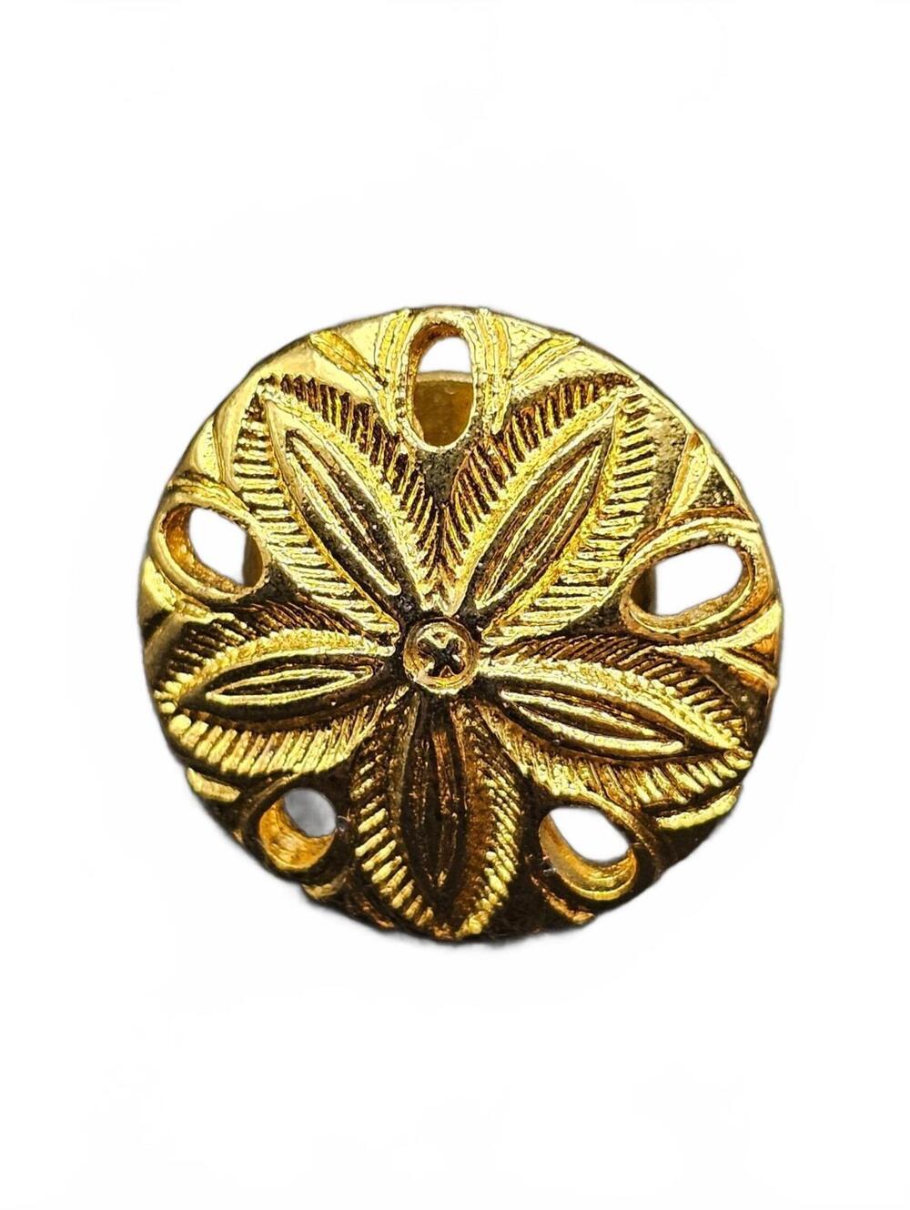 Gold Tone Sand Dollar Button Pin
